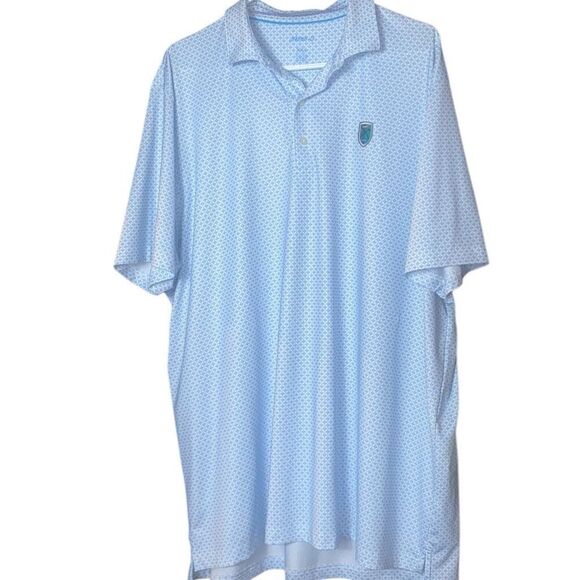 Johnnie-O Mens Light Blue Patterned Performance Golf Polo Shirt Size 2XL - Picture 1 of 7
